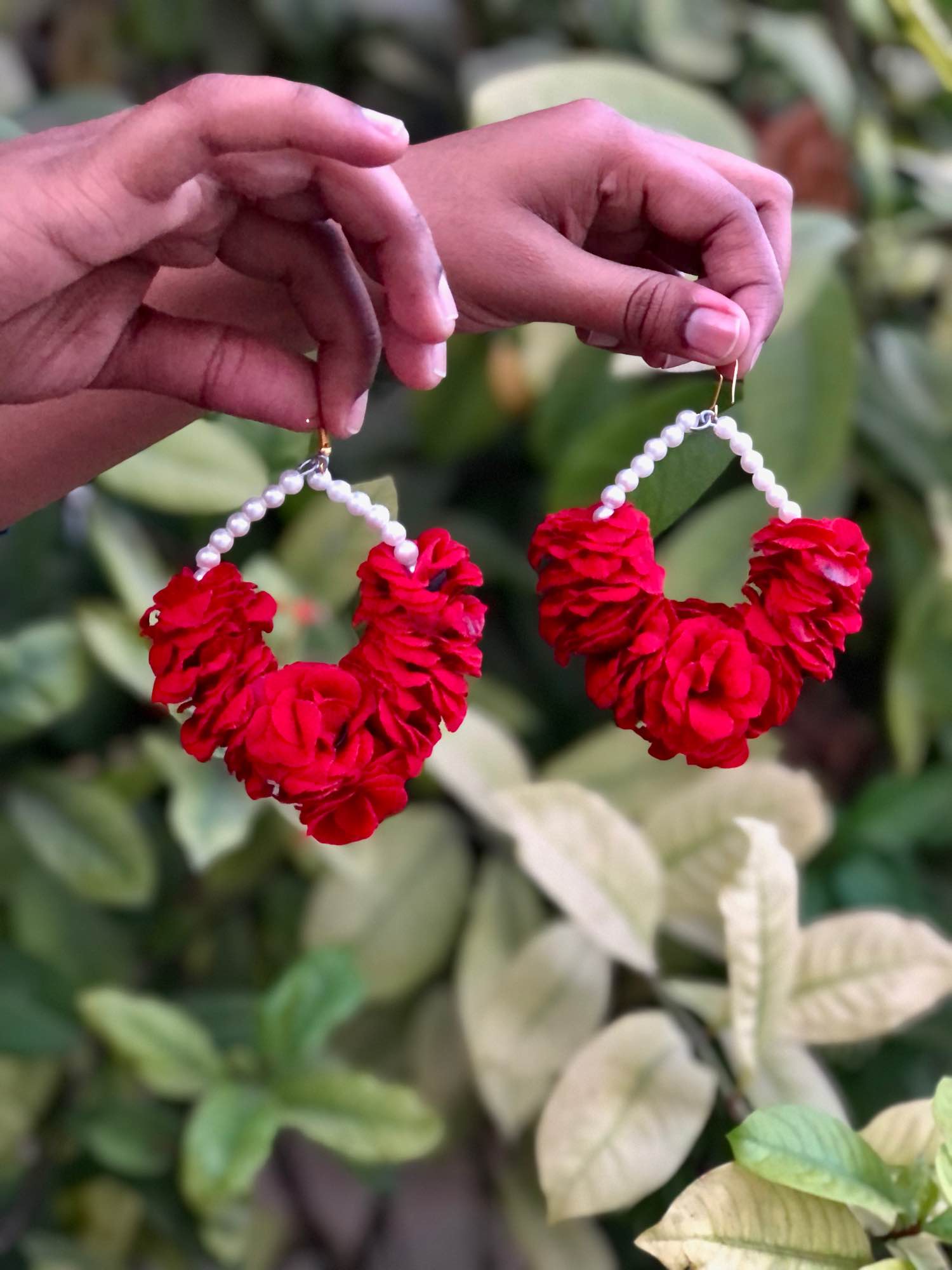 Artificial Earrings Made With Velvet Fabric