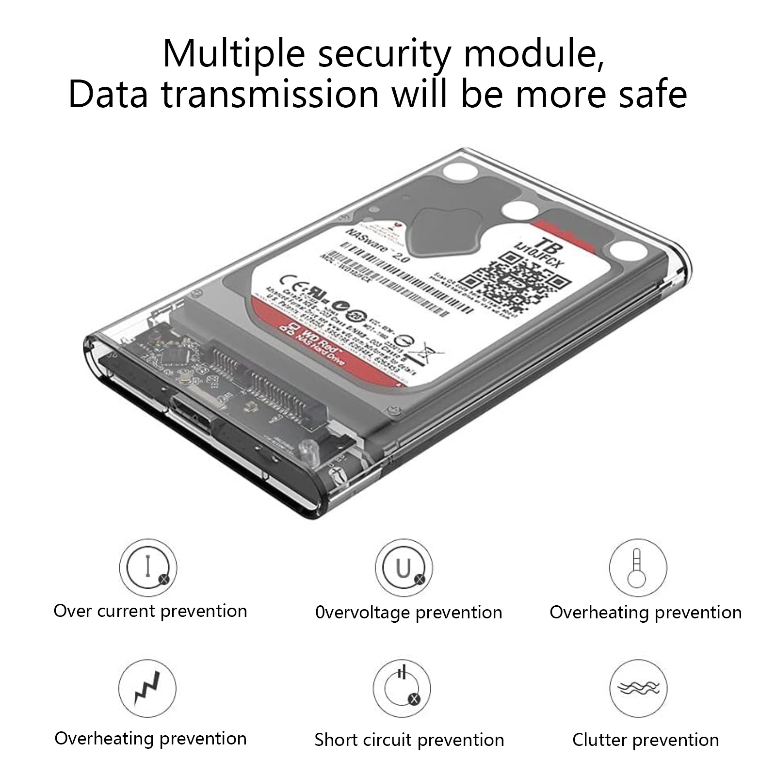 USB 3.0 Portable HDD SSD 2.5" Hardrive External Case Transparent - 2.5" Hard Drive Case 5Gbps High Speed Fast Data Transfer With Cable
