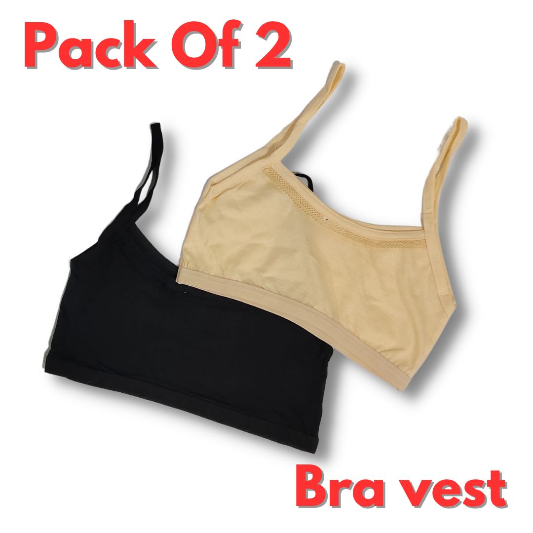 Pack of 2 Cotton Bra Vest for Girls | Half Camisole for Teenage Girls – Cozy Essentials for Women and Girls.