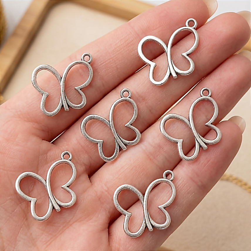 16pcs Silver Butterfly Charms – Alloy Pendant Charms for DIY Bracelet, Necklace & Jewelry Making Accessories