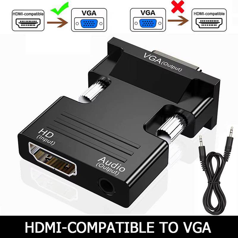 HDMI to VGA Adapter HD 1080P With Audio Cable Converter with 3.5mm Audio Cable for PC Laptop TV Box Computer Monitor Projector