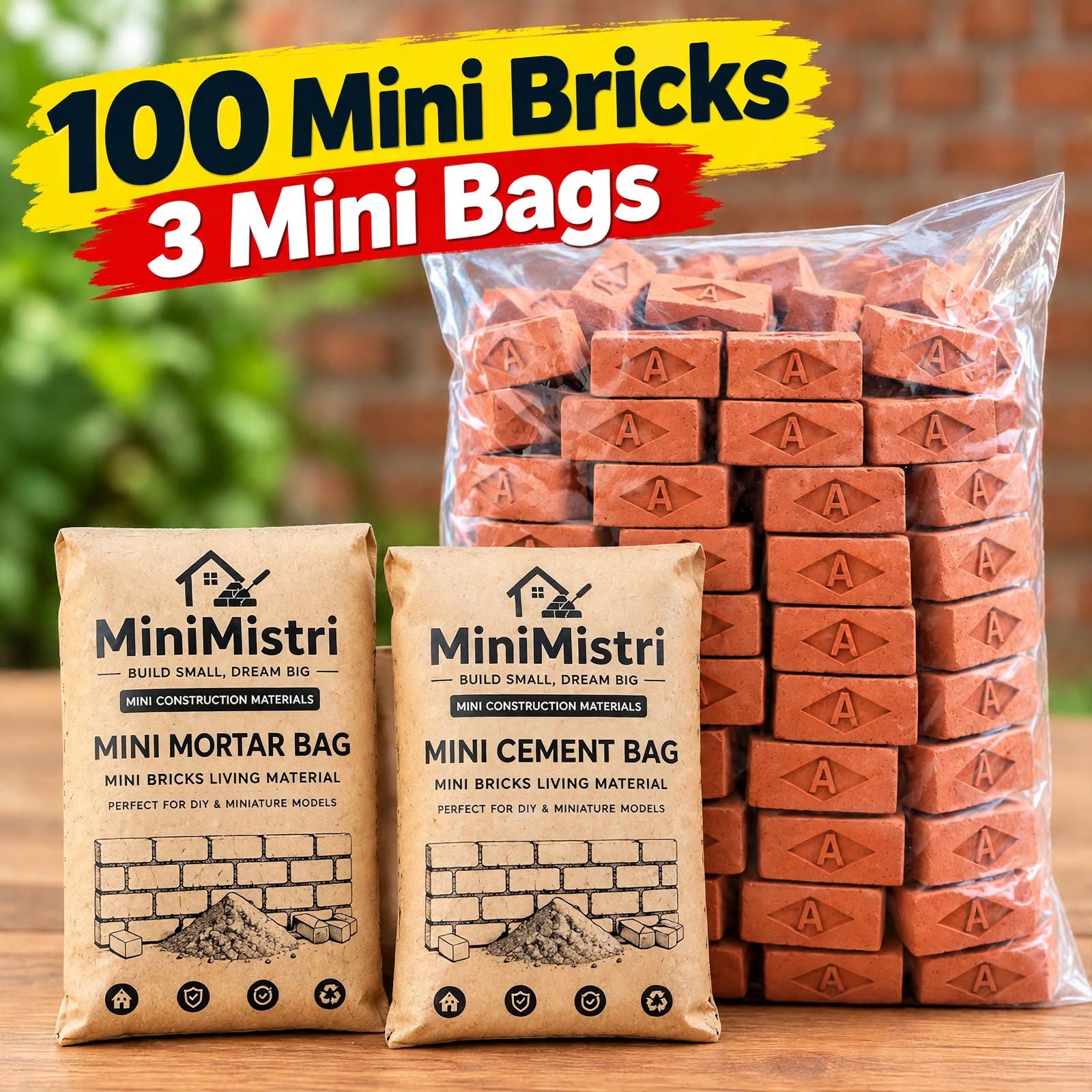 120 PCS Mini Bricks for Miniature House Building | DIY Crafts | Doll House Construction | School Project Building Blocks