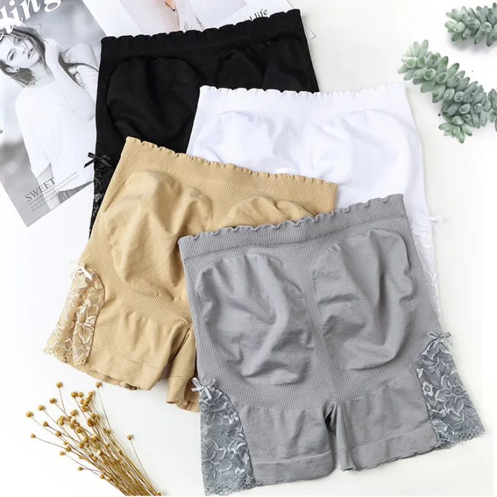 Side Lace Twist Boxers Women Underwear Safety  Lingeries Thread Mid Waist Safety Pants Anti-Light Leggings Free size for 40 to 80 kg woman's