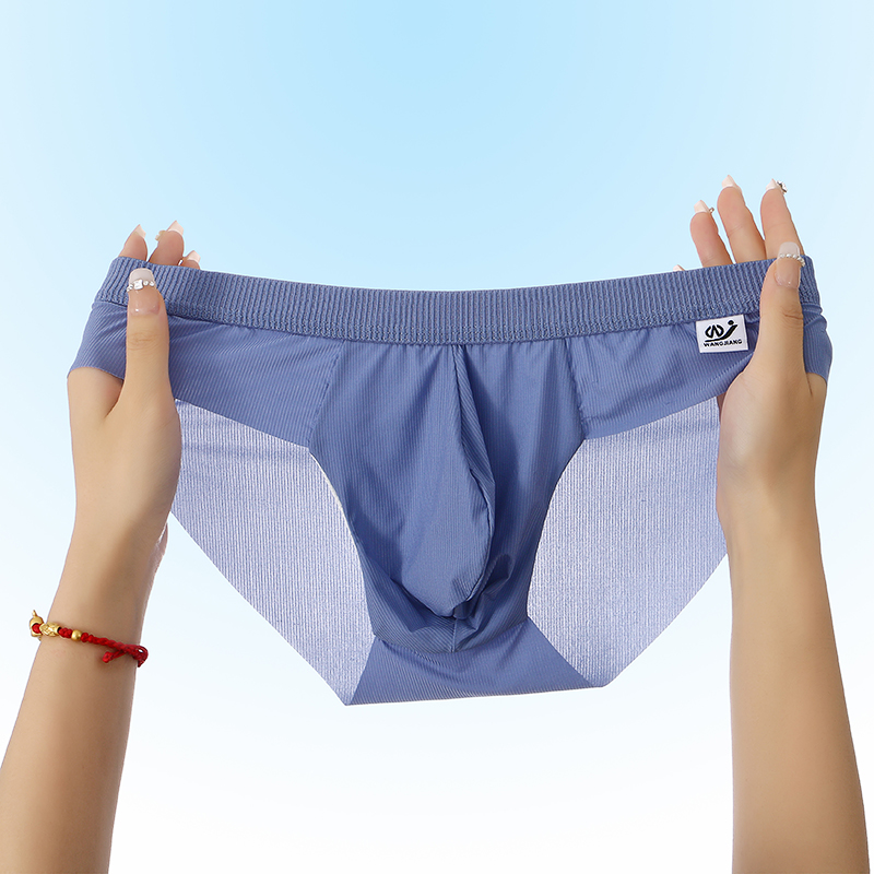  Men's Briefs Ice Silk Underwear Seamless Breathable Low Waist Panties Shorts