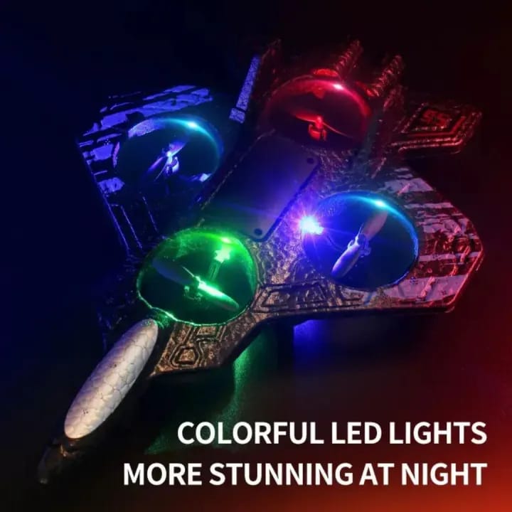 Remote Control Fighter Jet Airplane for Kids – 2.4G RC Foam Stunt Plane with LED Light | Flying Toy Drone