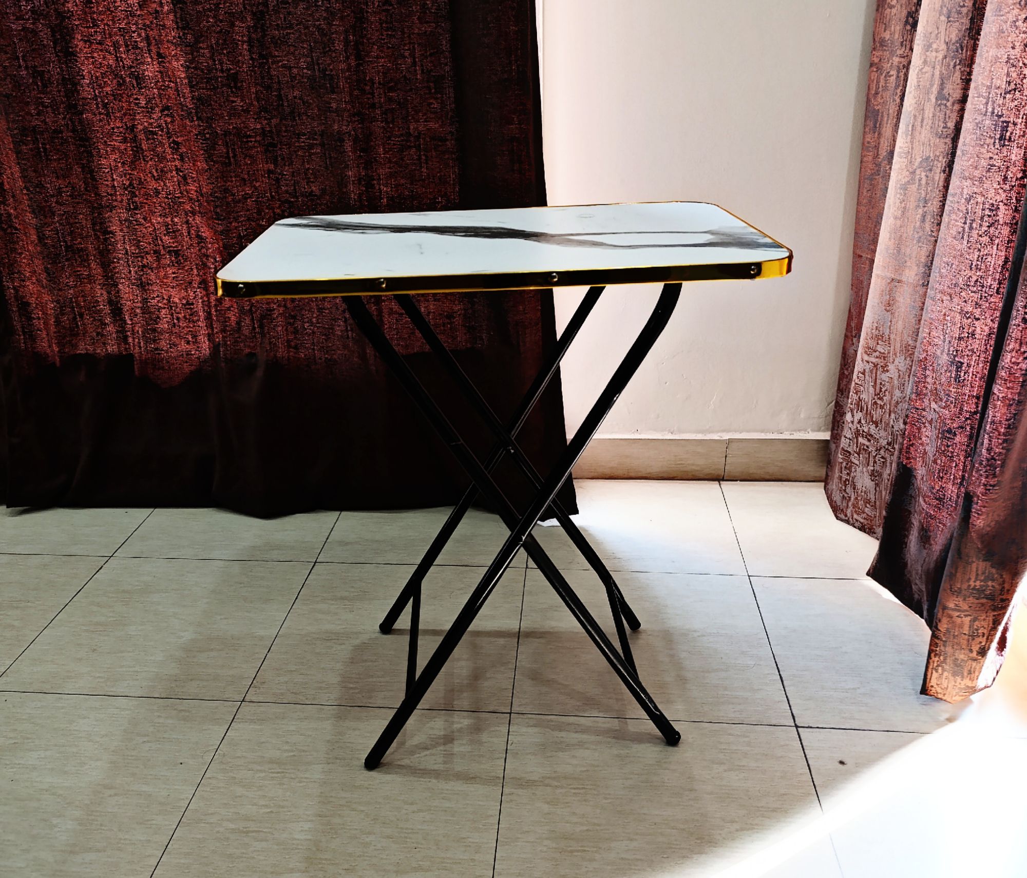 Modern Folding Table |Cofee Table | Computer Table | For Kitchen, Living Room and Bed Room Rectangle Shape Round Shape |  Folding Table Dining Table and Study Table Wooden Top metal Frame