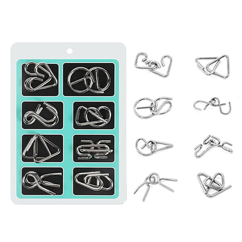 Metal Puzzle Mind Brain Teaser Magic Wire Rings Puzzles Game Disentanglement Iron Link Unlock IQ Test For Kids Educational Toys