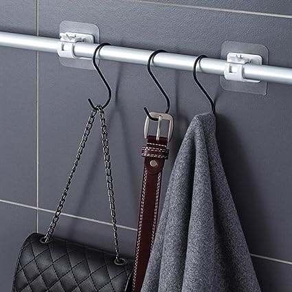 Pack of 2 Transparent PVC Adhesive Curtain Rod Hook