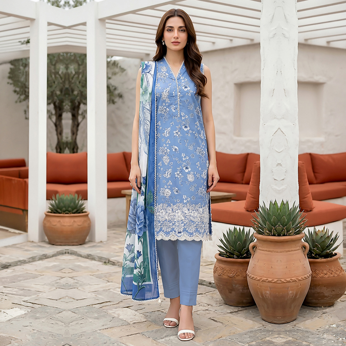 Lakhany 03-piece-unstitched-dyed-embroidered-with-printed-lawn-dupatta-5 For Women LG-UB-0360