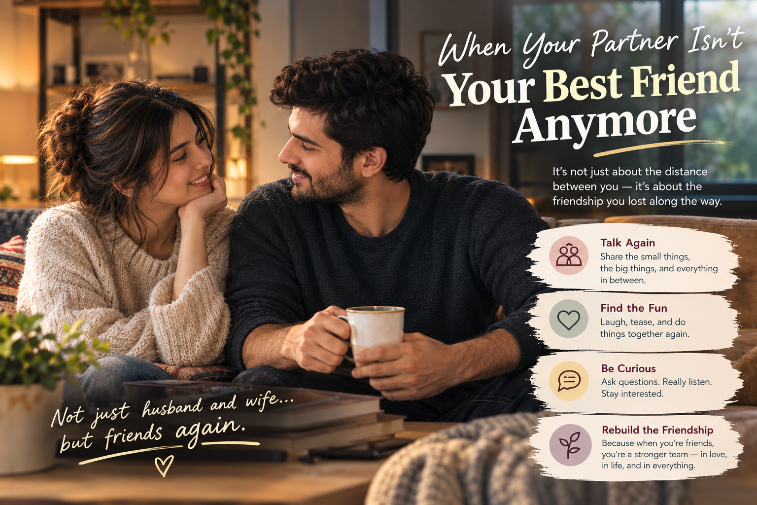 Rebuilding Friendship in Marriage - Couple reconnecting and talking