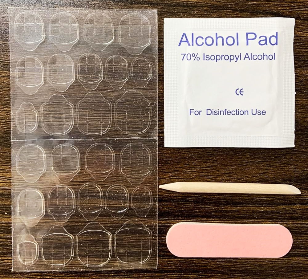 Nails Application kit 24Pcs Nails stickers Alcohol pads Cuticle Pusher Nails Filer 1x