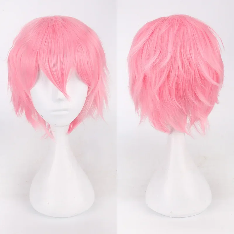 Men Women Synthetic Anime Cosplay Wig Short Straight Heat Resistant Multicolor Hair Costume Accessory