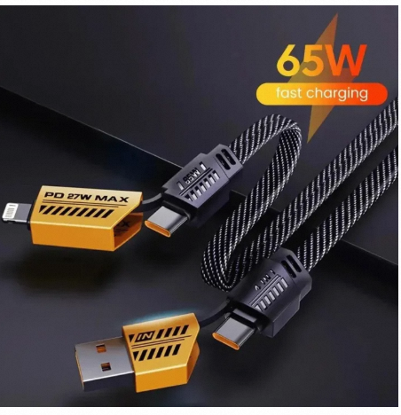 Usb To Type C Pd Charging Cable Nylon Braided C To C C To Lightning Usb A To C And Usb A To Lightning Durable Design Fast Charging And Data Sync For Multiple Devices 4 in 1 65 Watt