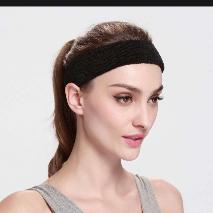 Black Outdoor Fitness Sports Sweatband Headband Yoga Gym Head Band price in Pakistan
