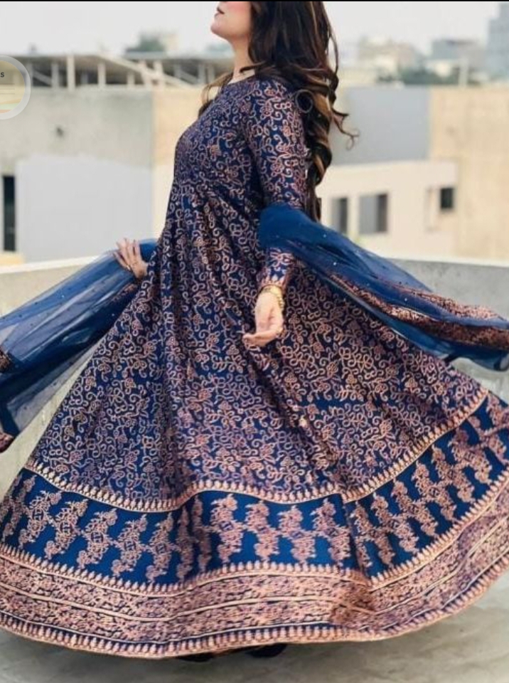 New Stylish Collection Stitched 3pc kataan Maxi Dress for women and Young Girls