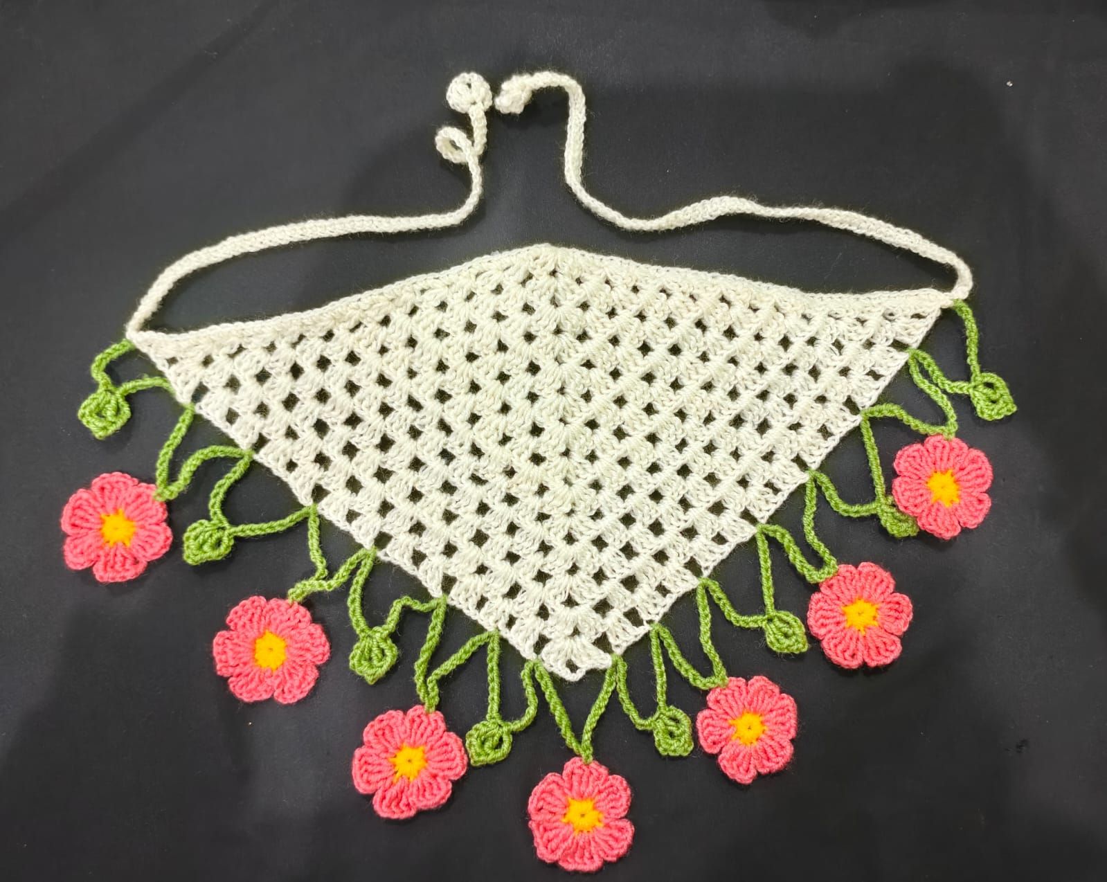 Handmade Crochet Bandana Head Scarf Boho Hair Accessory
