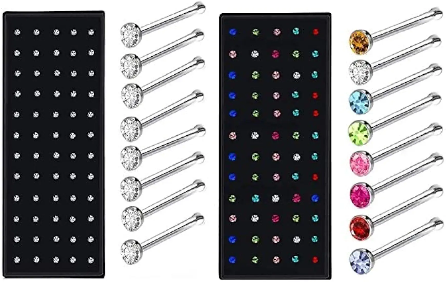 5 Pieces/ Nose Ring Jewelry For Women & Girls Stylish Fashion Nose Ring Jewelry Stylish Nose Pin Jewelry For Daily Wear Traditional Nose Stud Light Weight Nose Jewelry Non Piercing Nose Ring Jewelry Oxidized Nose Pin Jewelry Gold Plated Nose - Multicolor