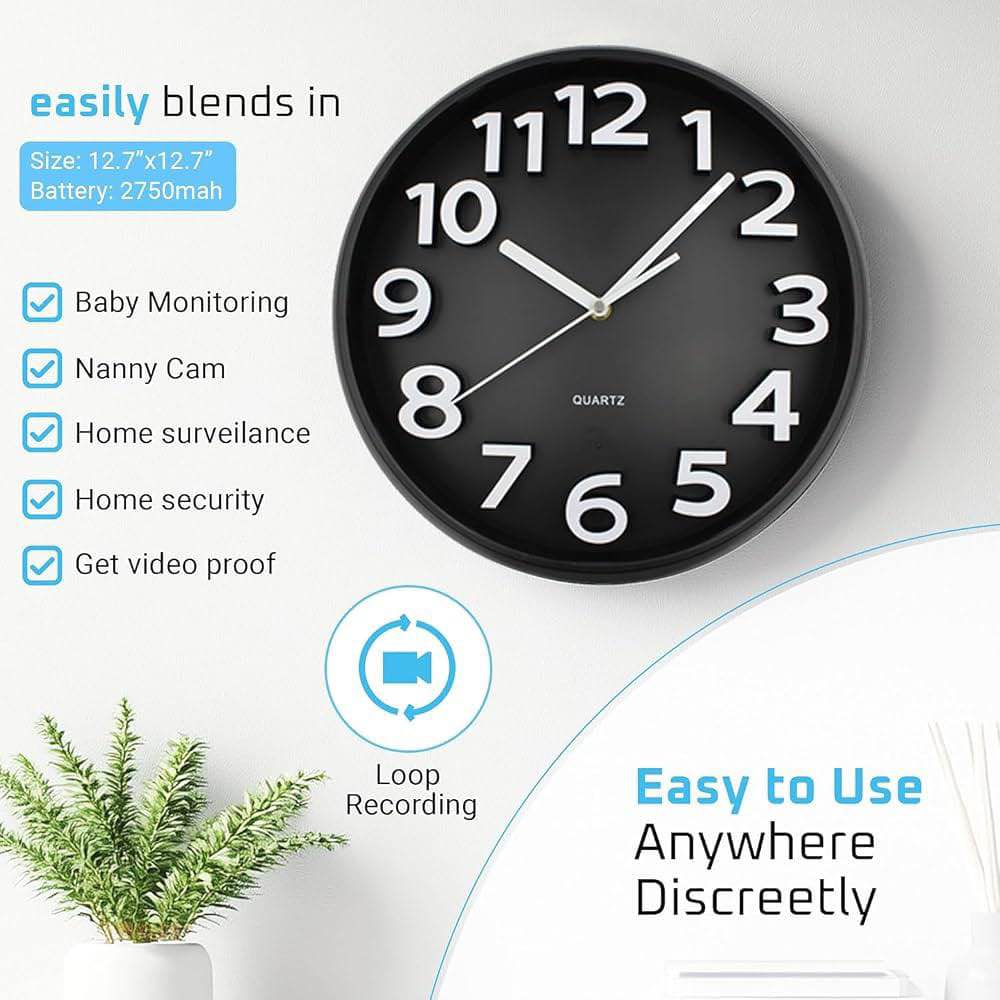 WiFi Wall Clock Camera 4K Resolution For Home/Office Security with Look Cam Application and Panoramic view / Same Product as Shown