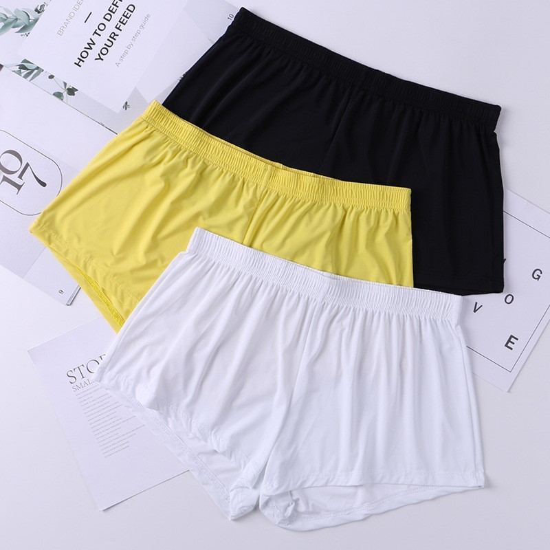 Ultra Thin Ice Silk Men Loose Boxer Shorts See Through Stretch Waist Breathable Sleep Loungewear Daily Home Comfort Underpants