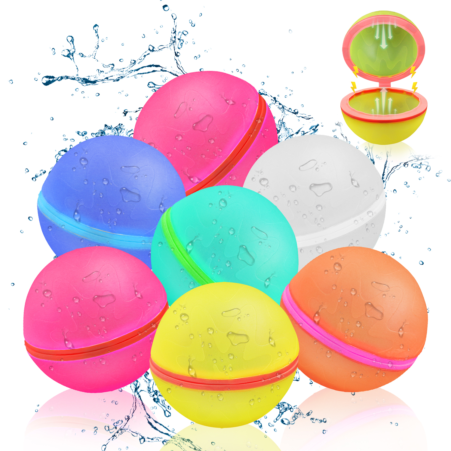Reusable Silicone Magnetic Water Ball Quick Water Injection For Outdoor Water Fights In Summer Pack Of 6
