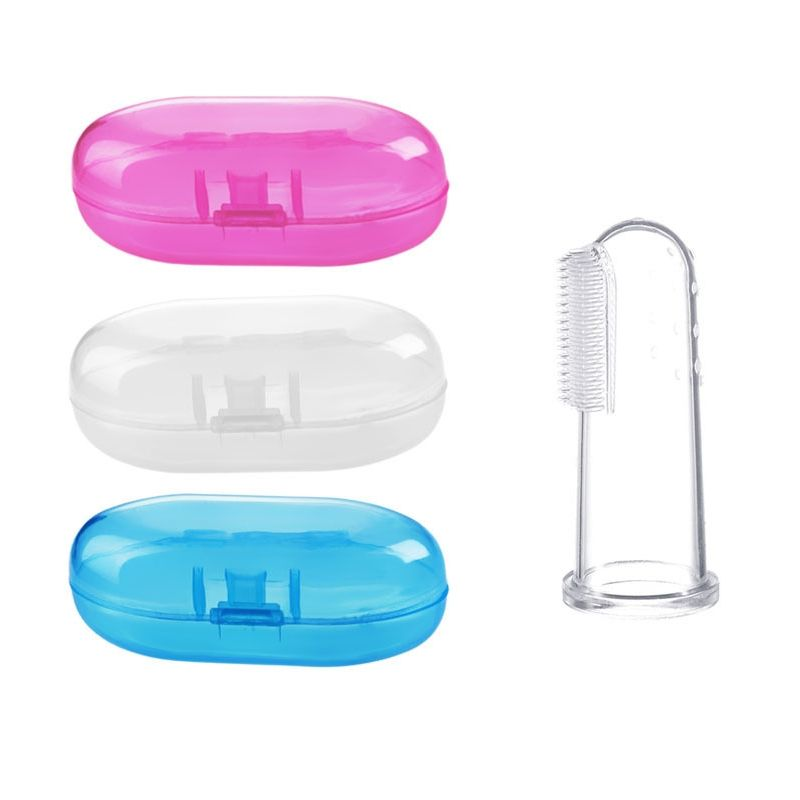 2pcs Silicone Baby Finger Toothbrush Extra Soft Safe Baby Tooth Brush Teether Transparent Finger Toothbrush for Kids Infant Children High Quality Oral Care Tool
