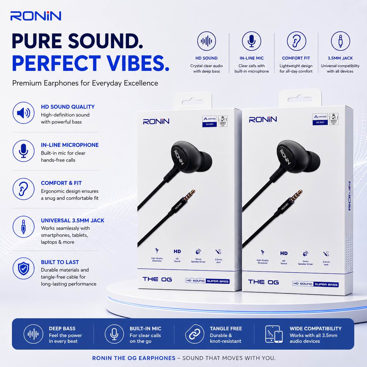 R9 - Crystal Clear Sound - Earphones (HANDSFREE) - Black