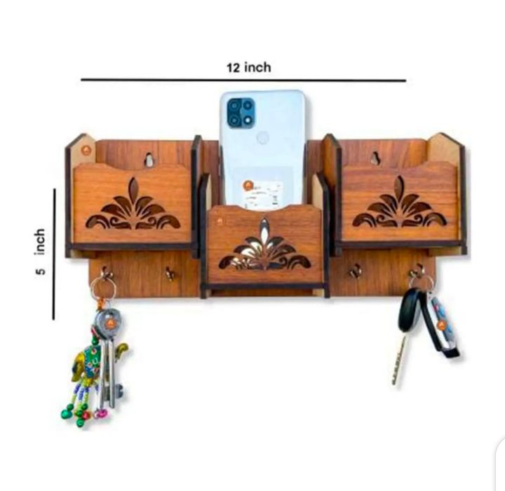 Wooden Wall Keychain holder and Mobile Phone holder wooden wall keychain and phone charging holder