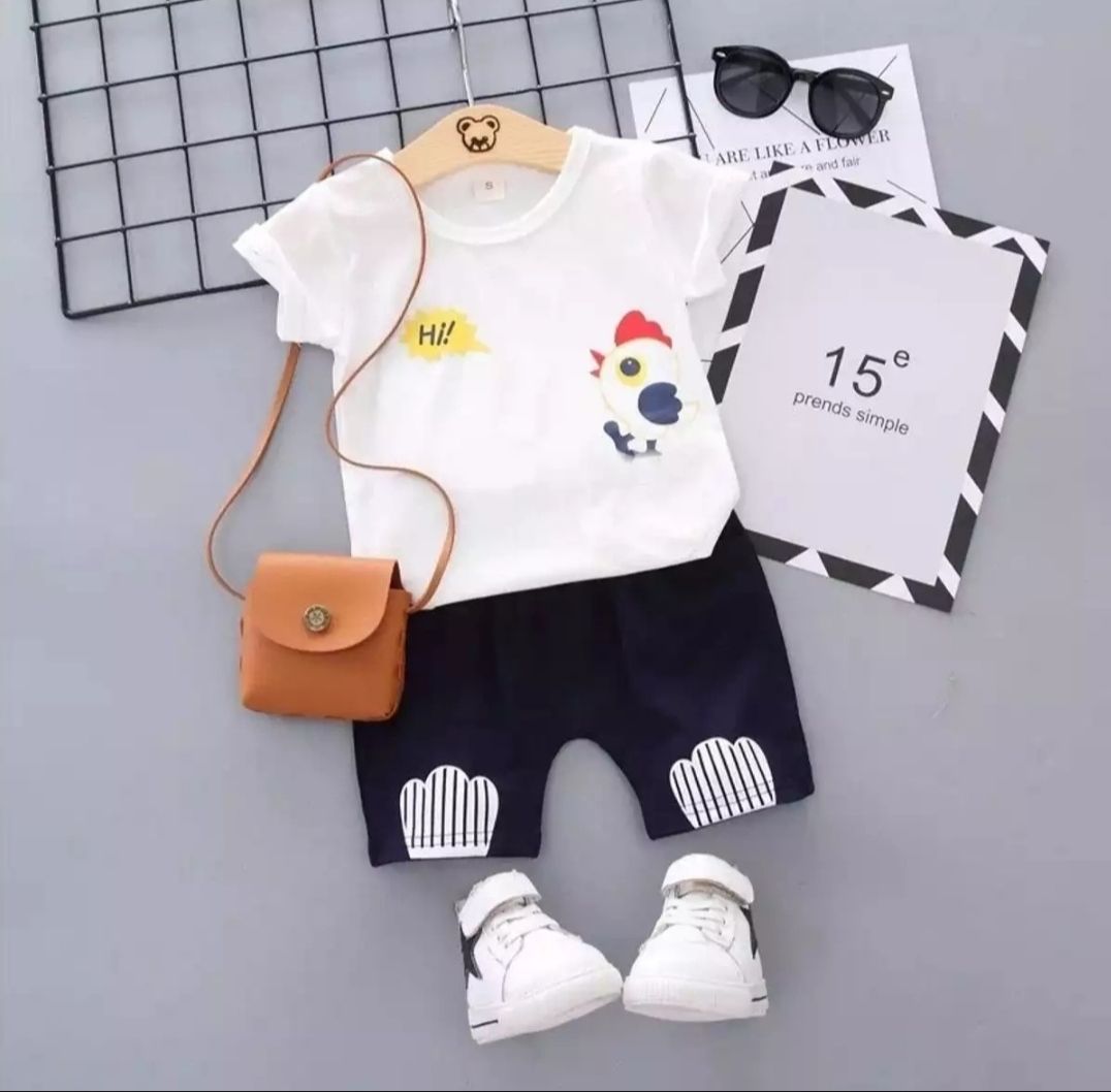 T-shirt And Short Pants For Kids Baby Boys And  Baby Girls Round Neck Short Sleeves Tee Top Clothes Set's Dresses Outfit