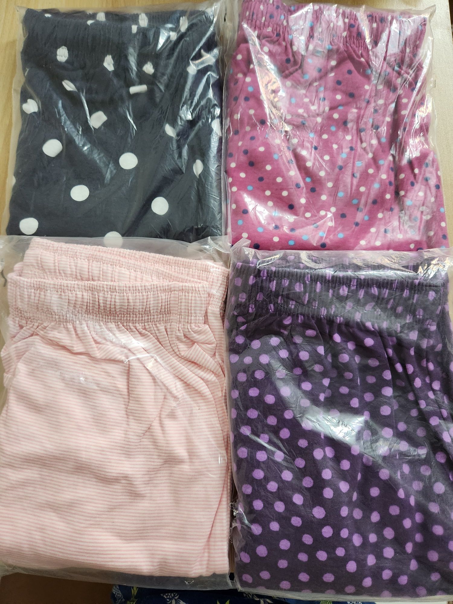 Pack of 2 random colour printed ladies breatheable cotton jersey trousers pajama
