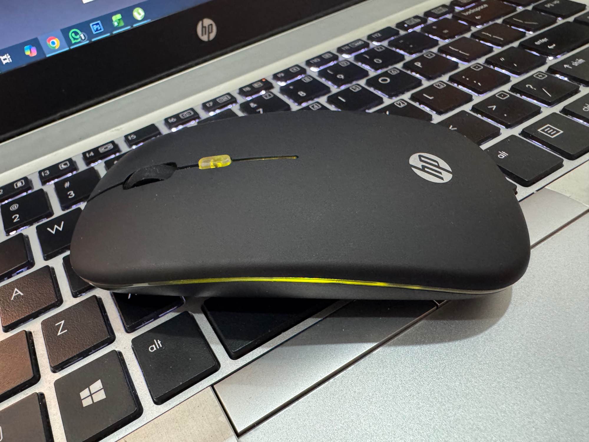 HP W10 Wireless Rechargeable Slim Mouse, Ergonomic Design with Colorful Lights, Portable Mouse for PC & Laptop