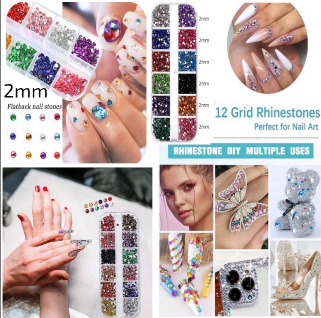 Nail Stone Nail Art Rhinestones mini Tips Slices12 Colours Nail Studs Glitter Resin And Multi purpose Decorations Tool