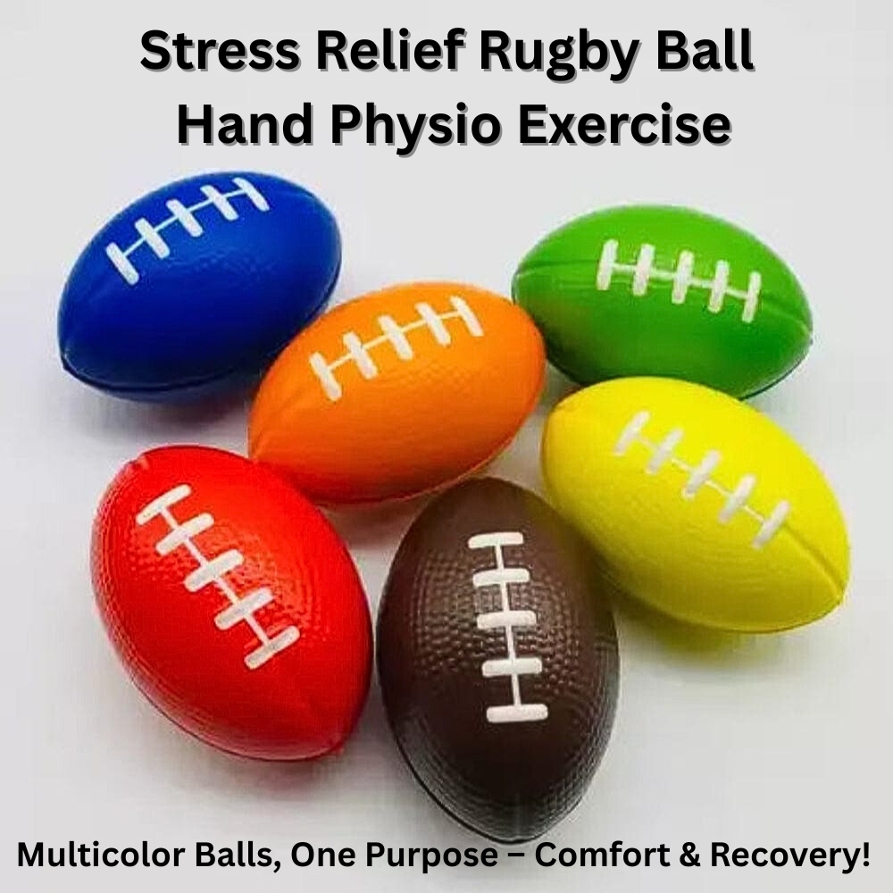 Hand Exercise Physio Ball Rugby Shaped Soft Stress Relief Ball 1 to 6 Pcs Premium Quality Therapy Ball for Hand Grip Strength Finger Rehabilitation Wrist Support Hand Mobility Ideal for Office Home Gym Sports Recovery Football Style Toy for Adults and Kid