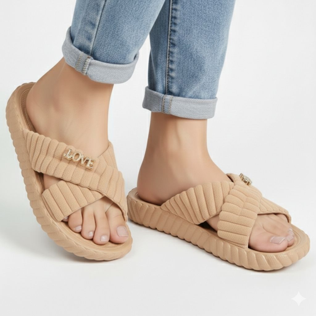 Ladies Soft Nylon Slippers for Home – Comfortable Lightweight Indoor Footwear – Anti-Slip Durable Daily Use House Chappal for Women