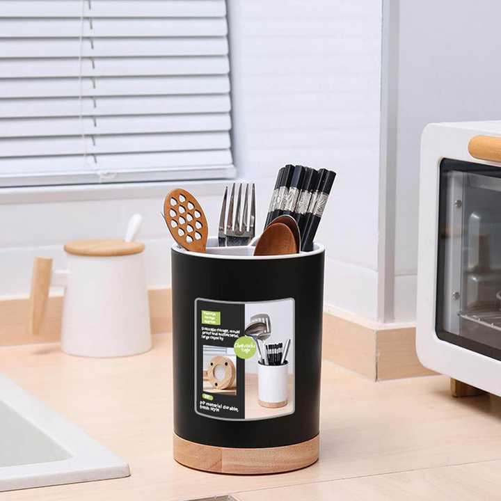 Wooden Cutlery Holder | Wooden Spoon Fork Knife Organizer | Kitchen Utensil Stand | Dining Table Cutlery Organizer | Wood Base Holder