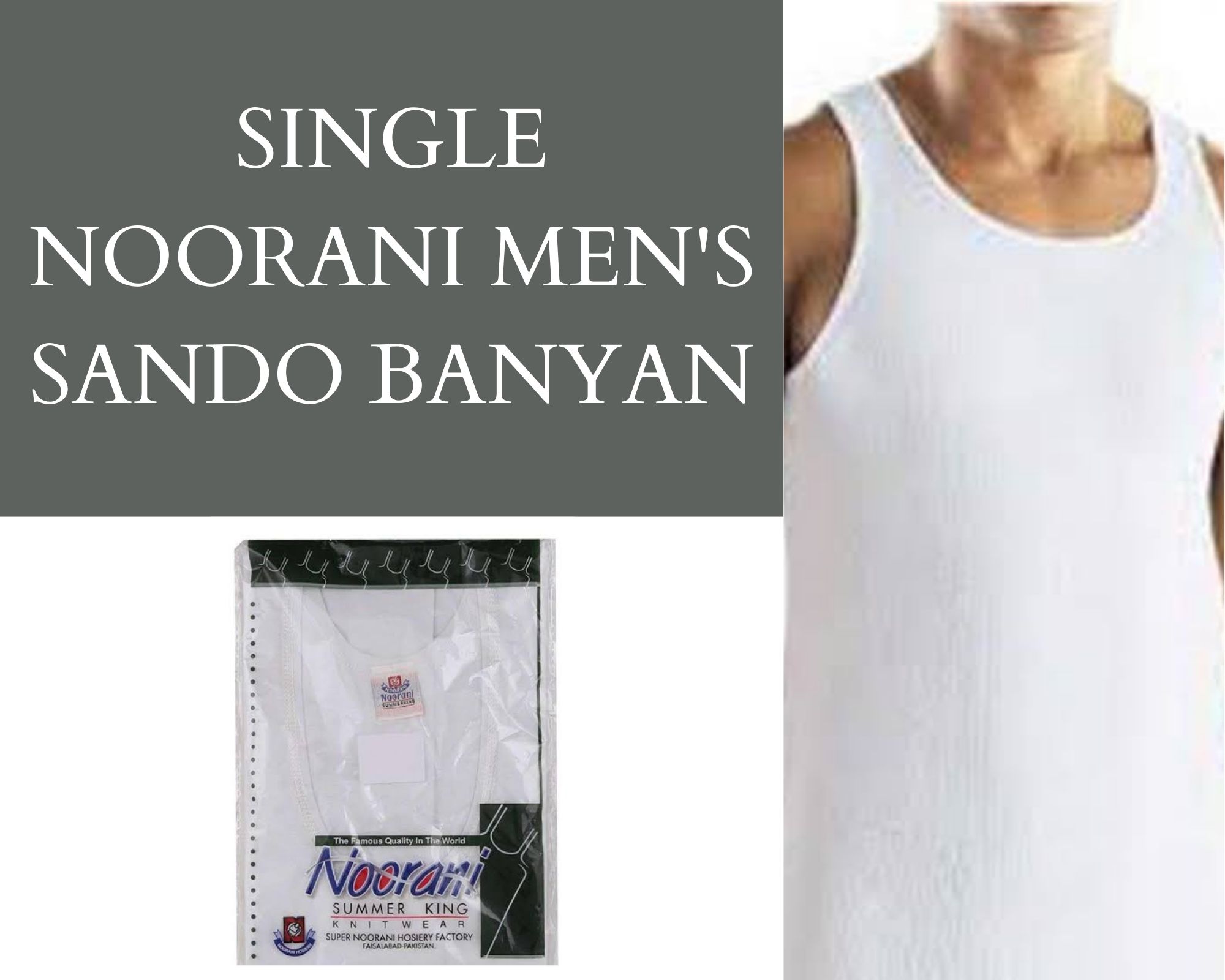 Noorani Men's Sando Banyan - Original Noorani Cotton Vest