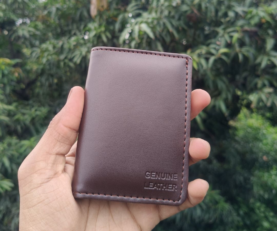 Genuine Leather Wallet for Men – 5 Compartments, Card Holder, Cash Organizer, Secure Button Closure