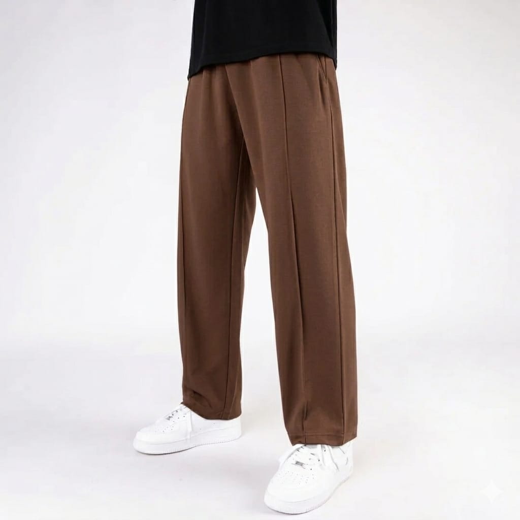 White Trouser with front pintex stitched line and bone zip pockets