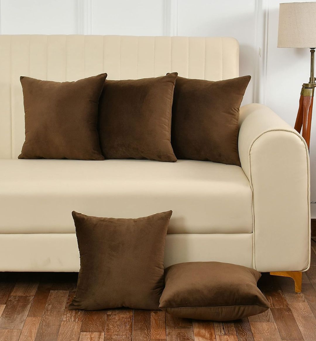Pack Of 5 Plain Velvet Cushion Covers