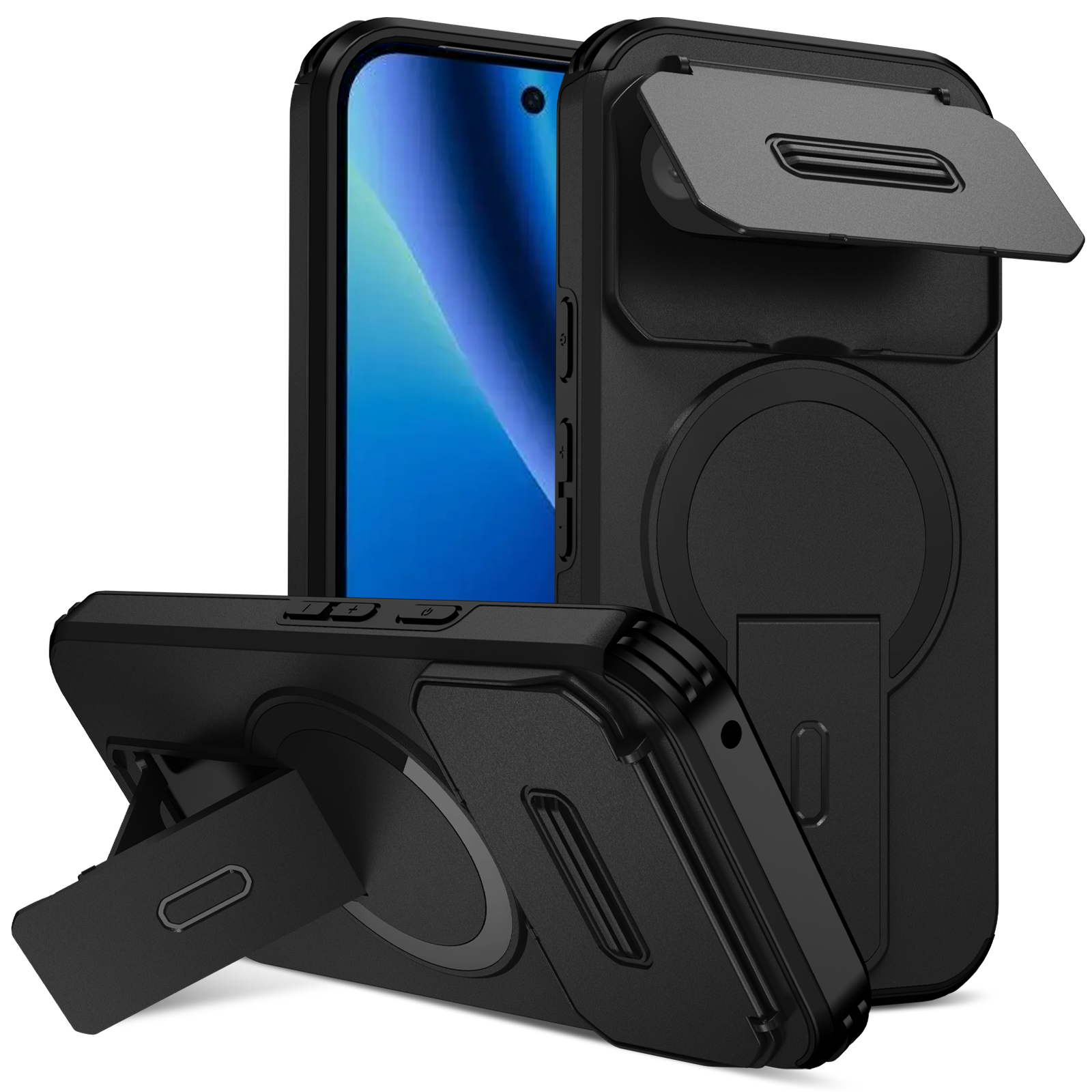 Armor Funda Phone Case for Google Pixel 8 9 9A 10 10A Pro XL Slide Camera Lens Protector Coque Magnetic Wireless Charging Cover
