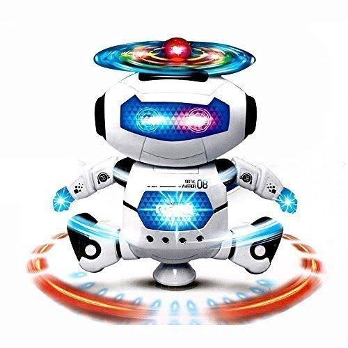 Musical Walking Dancing Robot Toy for Kids, Flashing Lights, 360° Body Spinning, Toddlers Bosys Girls Fun Toy Figure (Model 1)
