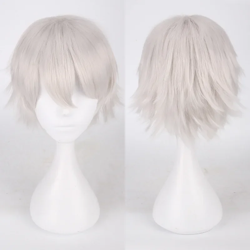 Men Women Synthetic Anime Cosplay Wig Short Straight Heat Resistant Multicolor Hair Costume Accessory