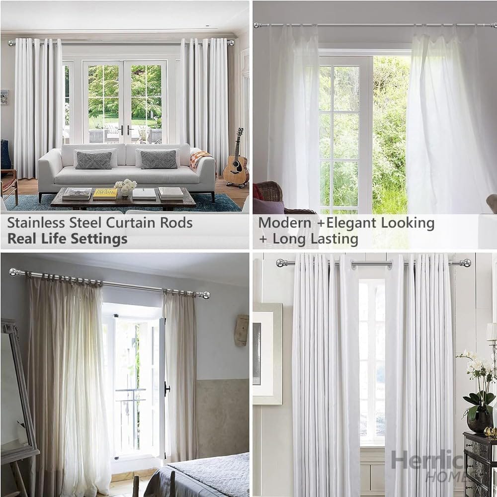 Premium Stainless Steel Curtain Pipe Rod with 2 Curtain Brackets Free  - High Quality Home Decor Solution