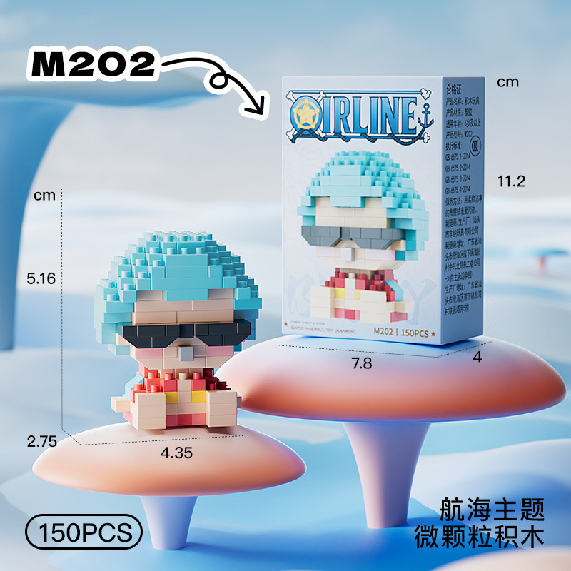 ONE PIECE Sun God Nika Luffy Micro Building Block Chopper Ace Buggy 3D Anime Model Assembly Mini Bricks Figure Toys For