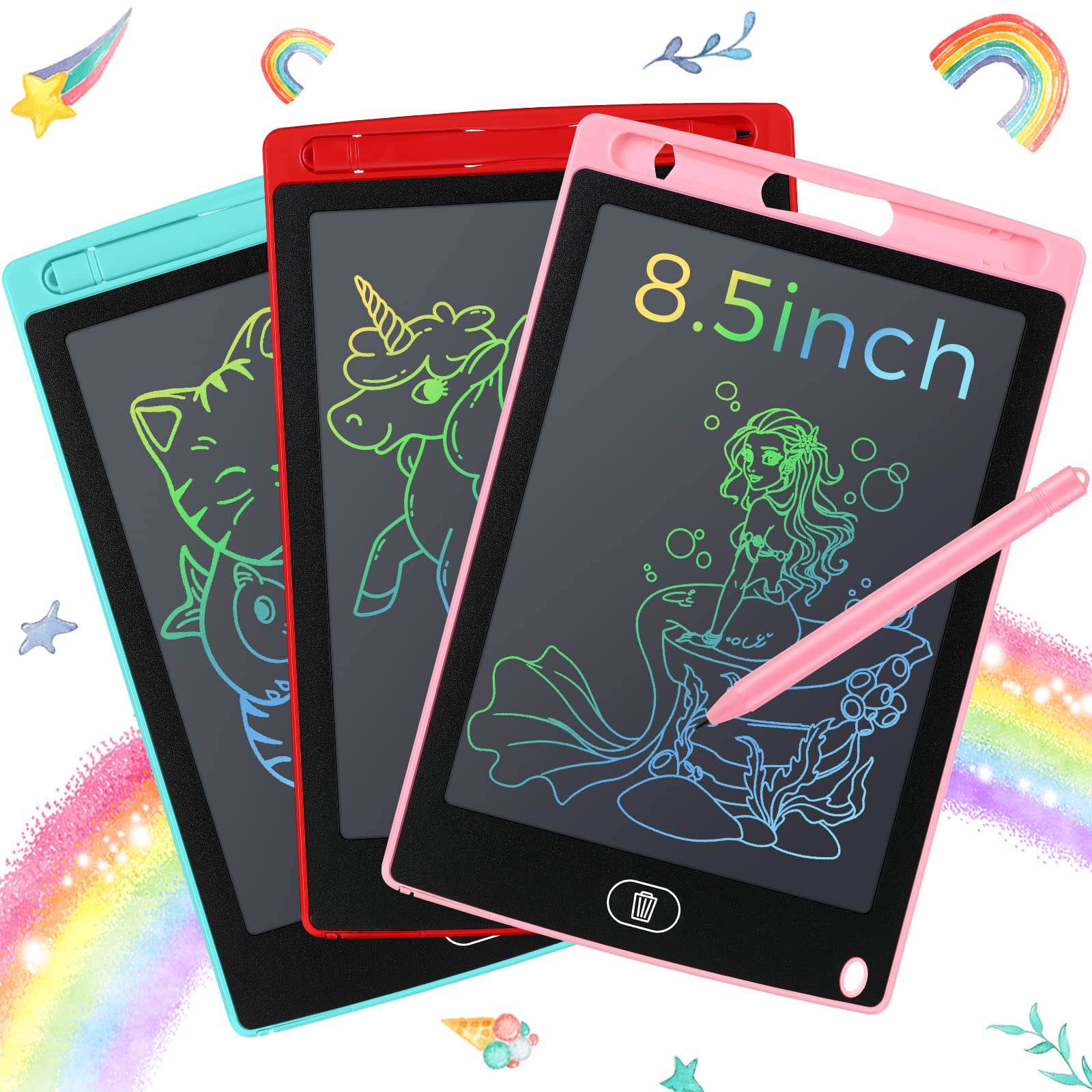 Writing LCD Drawing Tablet for Kids | Multicolor Screen | Multiple Sizes | Educational Learning Toy | Digital Drawing Pad | Reusable Writing Board for Children