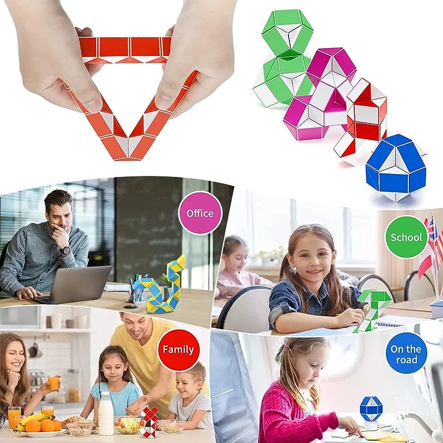 Magic Shake Cube Puzzle Snake Magic Ruler Twist Toy Party Fillers Mini Snake Speed Cube Snake Fidget Toy For Kids Intelligence Development Party Favours Children Gift