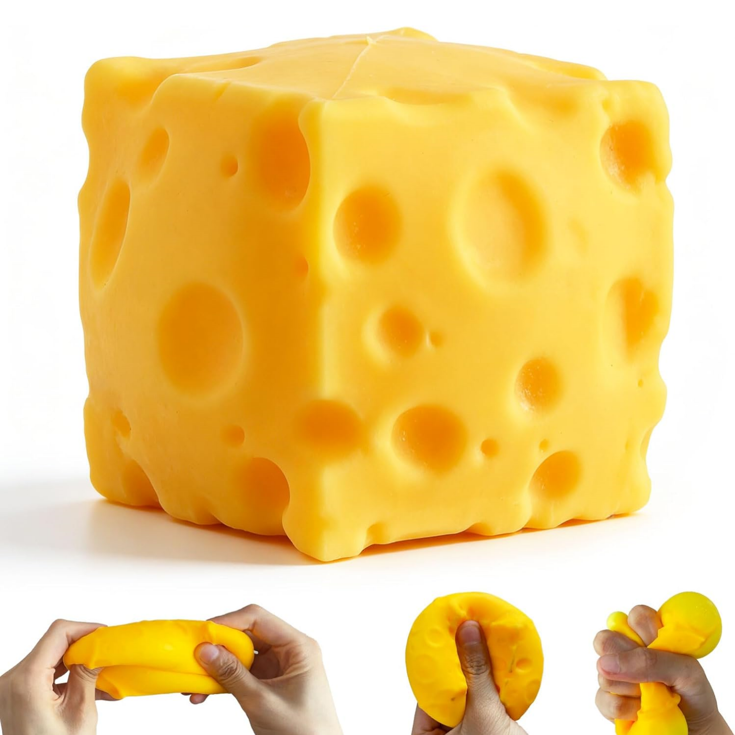 Cheese Squishy Toy Slow Rising Soft Squishy Cheese Block Squeeze Fidget Toy Stress Relief Toy for Kids Adults Desk Toy 