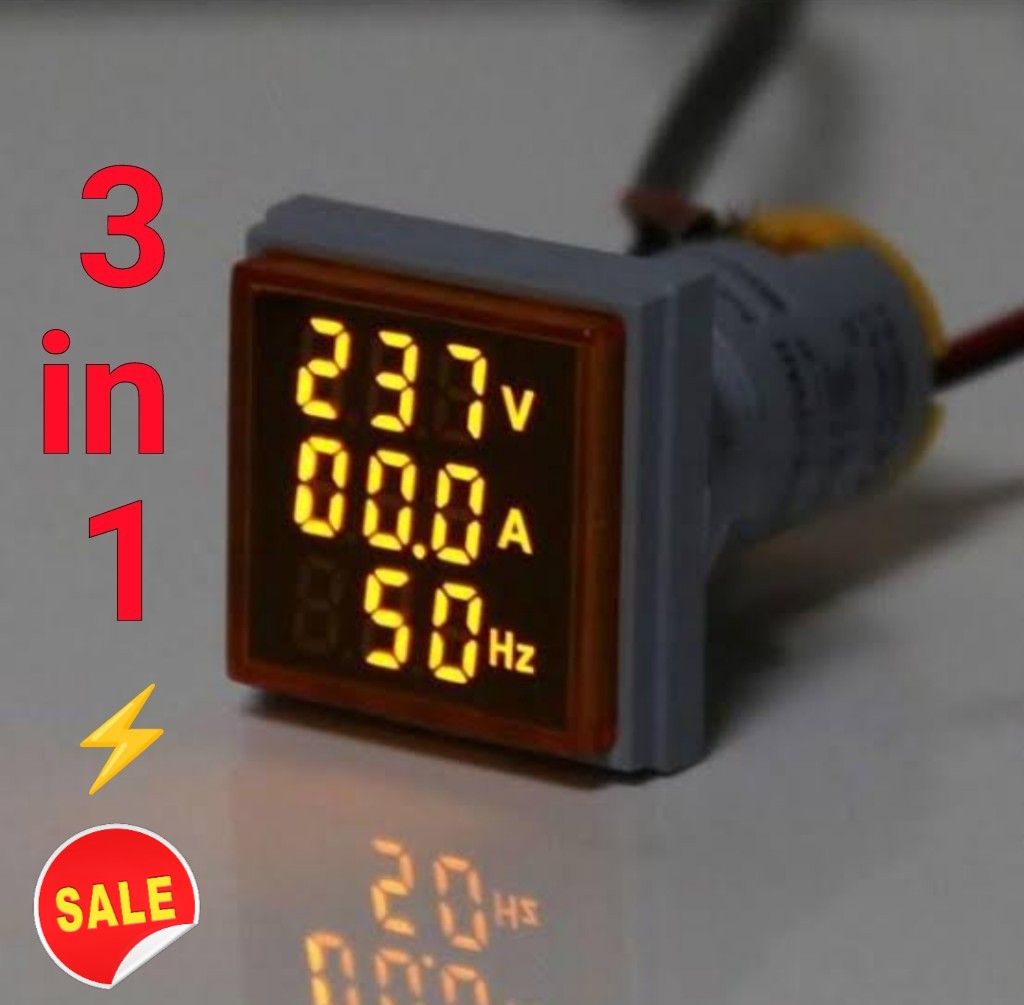 Panel Digital Green Volt and Ampere, HZ Meter Light, Square Panel meter ...