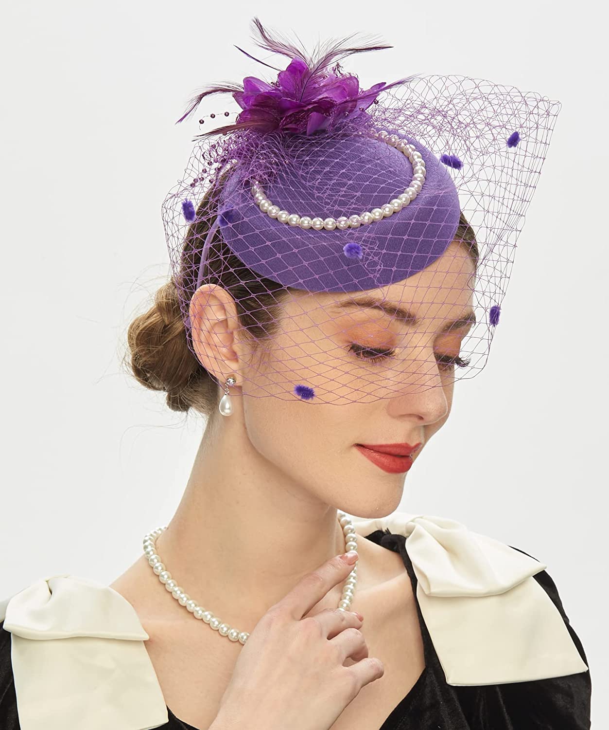 Elegant Fascinators For Women Charming Mesh Feather Headderss Cocktail Tea Party Hairbands Civil Wedding Hat Hair Accessories
