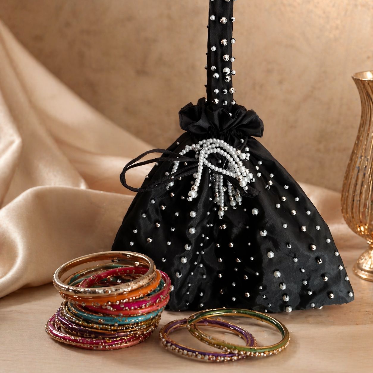 Fancy Embroidered clutch/Potli bag for Wedding,Parties traditional Potli gol bag handmade gotta work