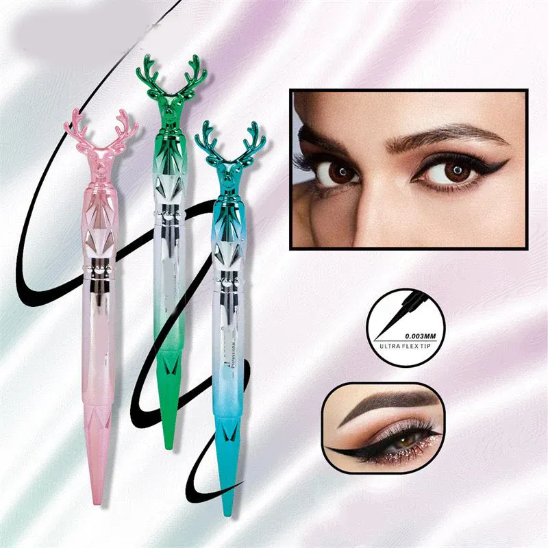 Silky Liquid Eyeliner Pen Precision Tip with Elegant Antler Design Black Eye Liner Makeup Eye Liner